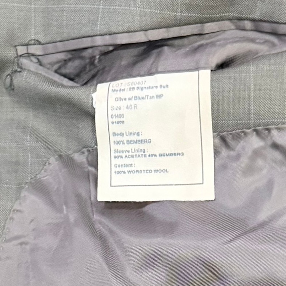 Jos A Bank Blazer Window Pane 46R Wool Purple Lining Professional Classic Preppy - Picture 5 of 11